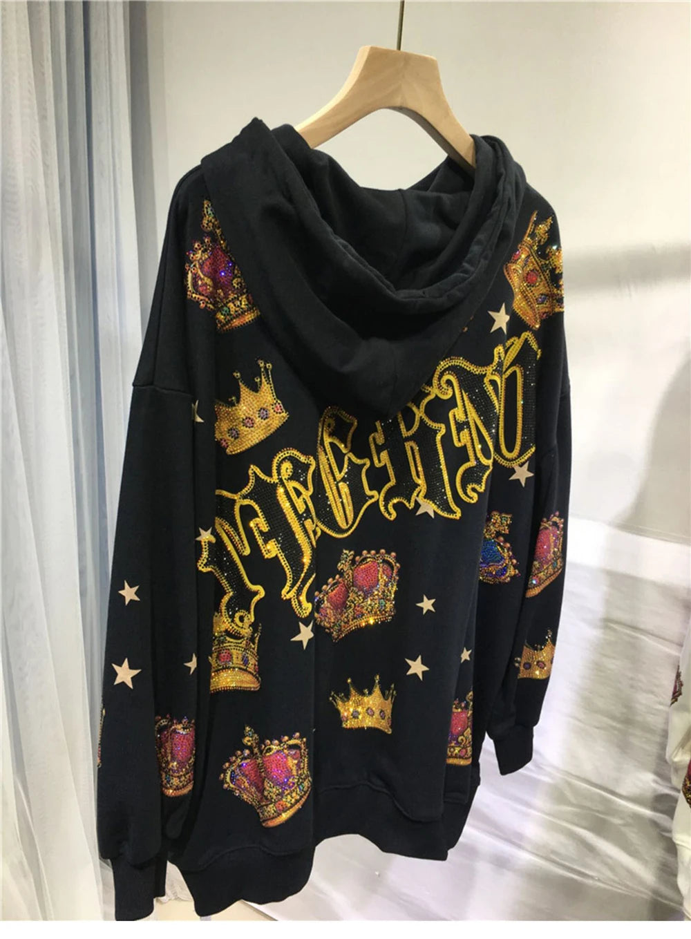 Spring Autumn Pullovers New Fashion Vintage Crown Luxury hooded Loose Top Plus Size Big Size Casual sweater