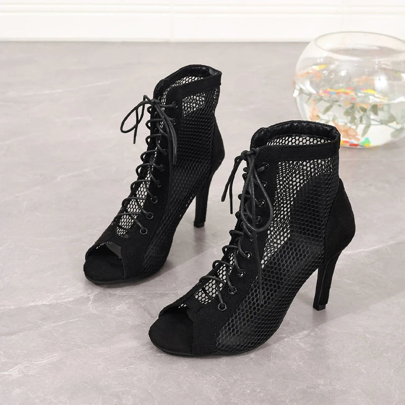 Manufacturer Summer New Pupms Women High Top Dance Shoes Ballroom Salsa Tango Sandals Girl Fashion Party Mesh Cutout High Heel Sandalias Pumps