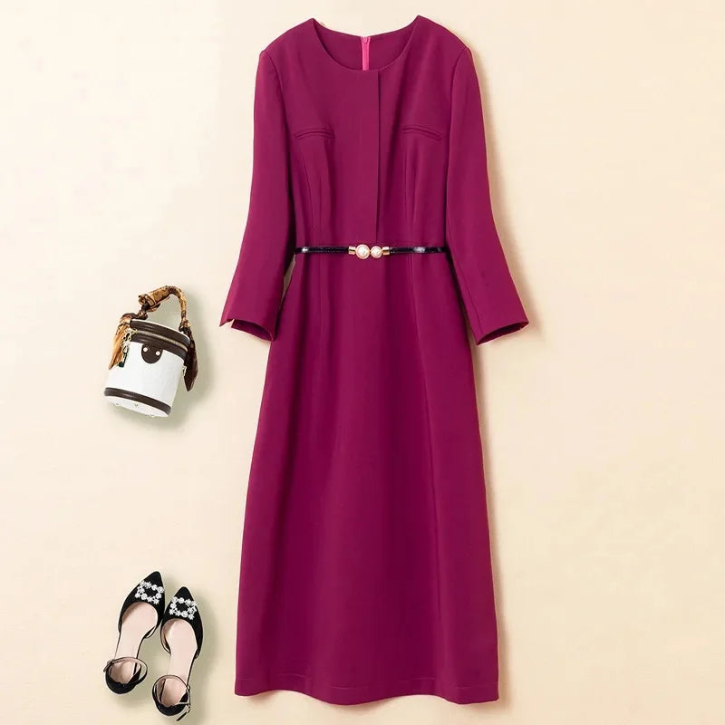 Plus Size Purple Evening Dress Plus Size Women's Autumn/Winter New Style Bridesmaid Dress Long Slim Fit For Special Oc...