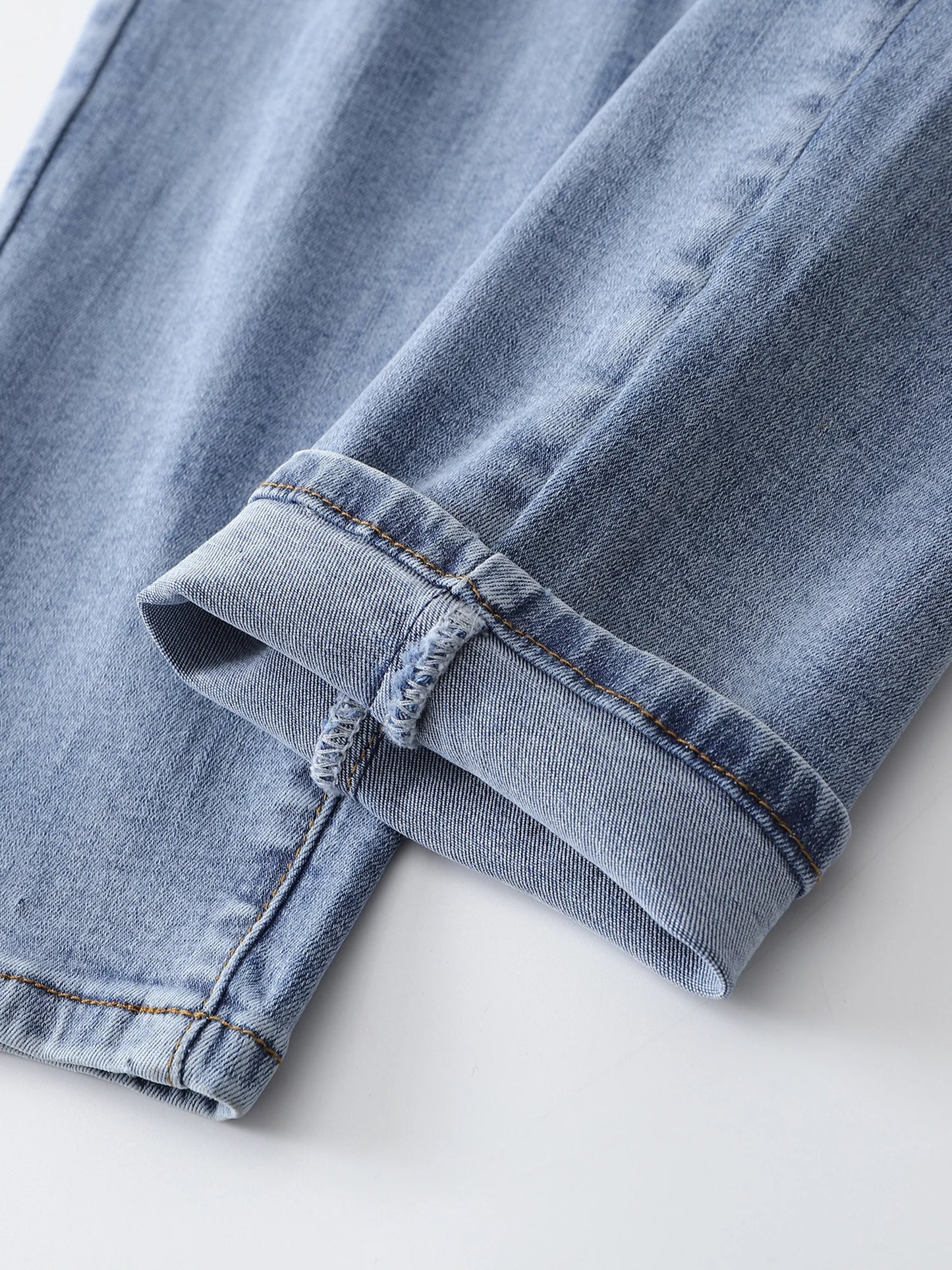 Plus Size Harem Light Blue Jeans High Waist Stretchy Full Length Slim Fitting Tapered Jeans for Mom 100kgs 6XL Lady Denim Pant