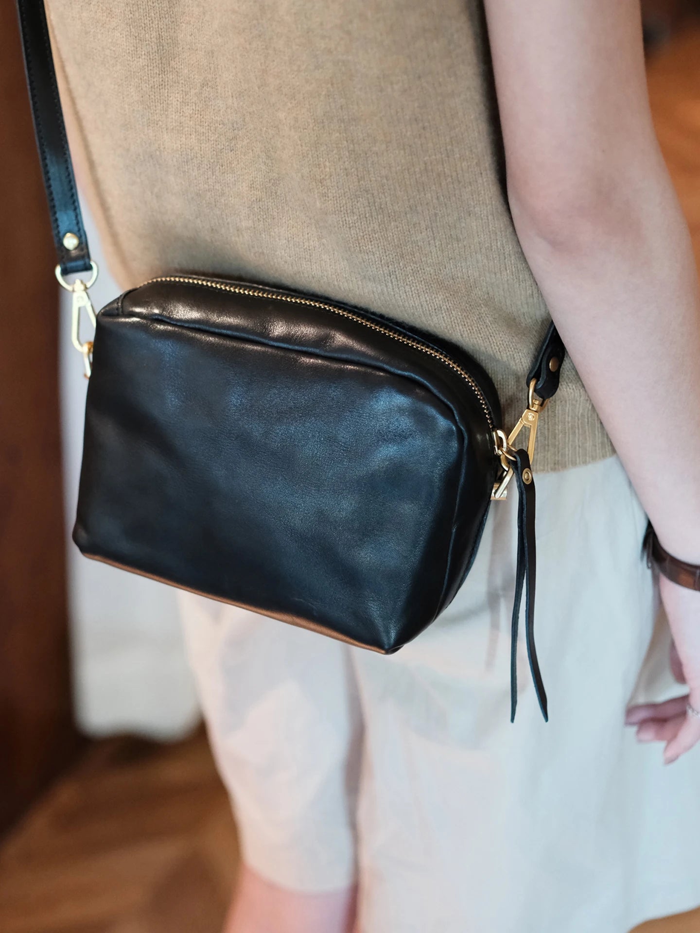 outdoor weekend travel handmade genuine leather ladies' small shoulder bag simple casual real cow leather women's crossbody bag