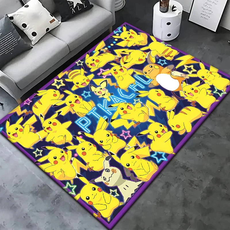 Pokemon Pikachu Cartoon Carpet Rug for Living Room Bedroom Decoration Picnic Camp Kitchen Carpet Crawling Carpet Decoration