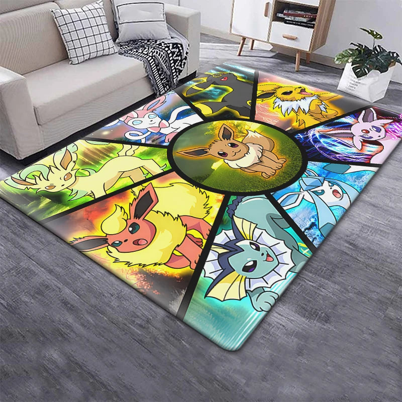 Pokemon Pikachu Cartoon Carpet Rug for Living Room Bedroom Decoration Picnic Camp Kitchen Carpet Crawling Carpet Decoration
