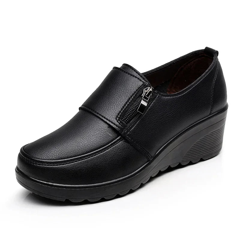 Manufacturer Ngouxm Spring Autumn Women Pumps Wedges Shoes Woman Genuine Leather Casual Shoes Mother High Heels Shoes Pumps