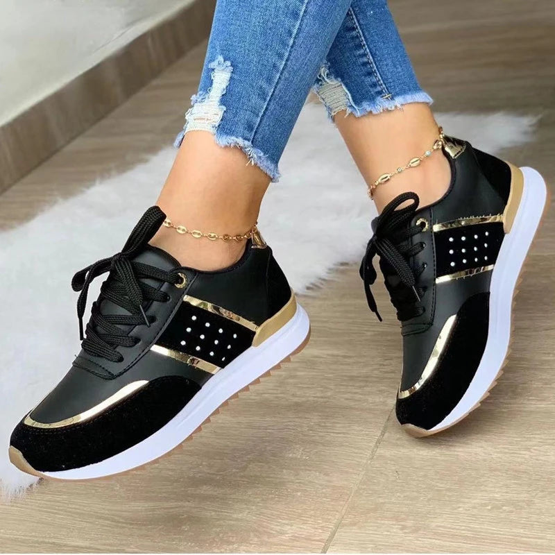 Manufacturer New Women Sneakers Platform Shoes Leather Patchwork Casual Sport Shoes Ladies Outdoor Running Vulcanized Shoes Zapatillas Mujer Sneakers