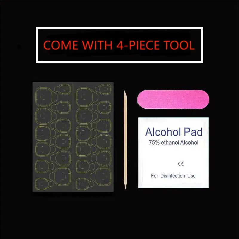 10 PCS Luxury Handmade Press on Nails Short Trapezoid Blue Chessboard Design with 4-PIECE Tool Adhesive Nail Glue Tabs