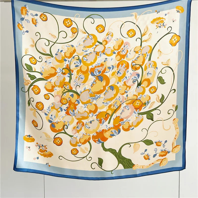 100% Natural Silk Scarf for Women Print Bufanda Mujer Real Silk Headscarf 65x65cm Bandanas Silk Scarves Square Neckscarf Wraps