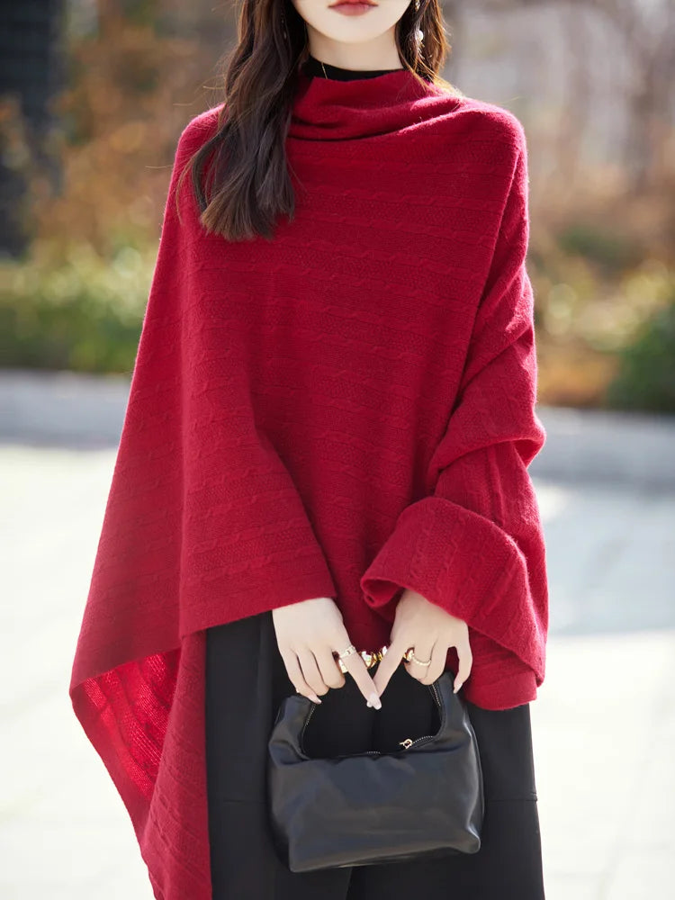 Spring and Autumn Trend 100% Pure Wool Shawl Women's Coat Multi-Functional Scarf Wool Knitted Cardigan Super Versatile Sweater