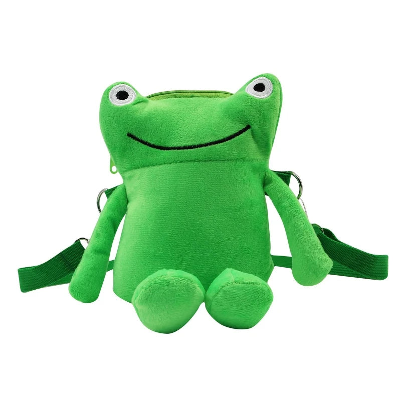 Lovley Plush Green for Frog Shoulder Bag Cartoon Bag for Family Gather