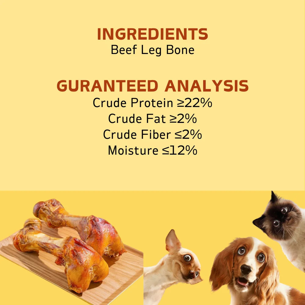 240g/8.46oz(2 Count x120g/4.23oz)6 Inch Beef Dog Bone for Aggressive Chewers, Large and Medium Breed Dog Treat, Natural dog food