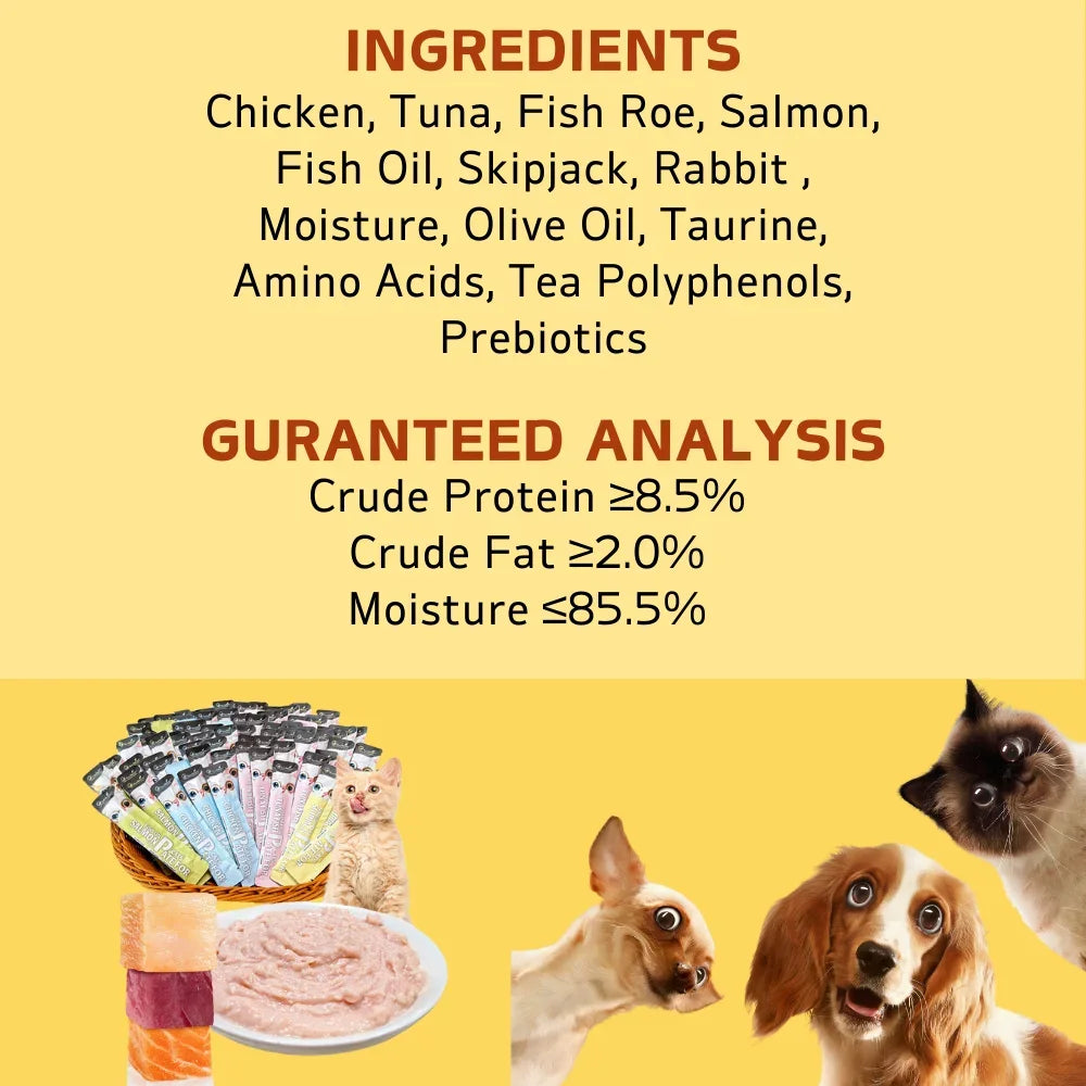 10.58oz(300g) Cat Stick, Chicken Flavor, Skipjack & Rabbit Flavor, Tunna & Fish Seed Flavor, Salmon & Fish Oil Flavor cat food