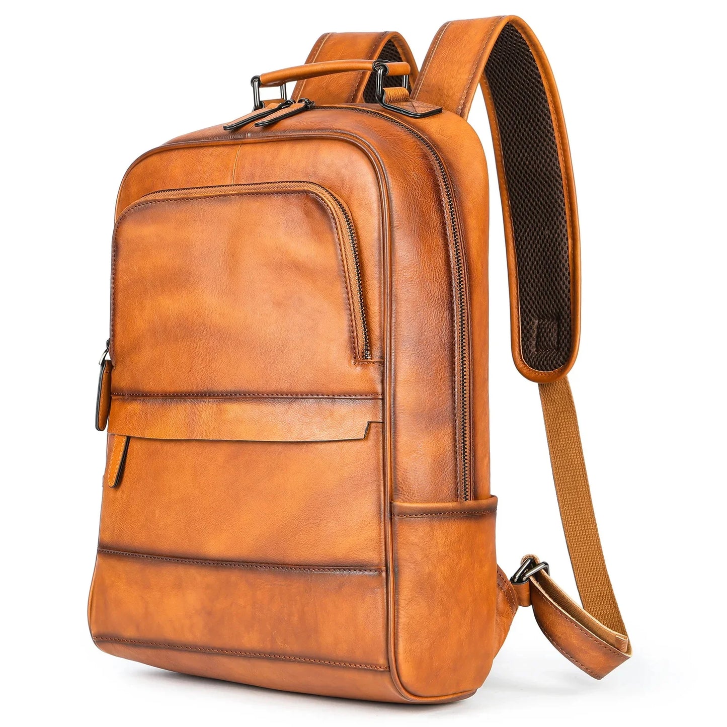 Fashionable Travel Men's Backpack Wild Horse Leather Double Shoulder Bag Simple Design Business Computer Bag Wholesale