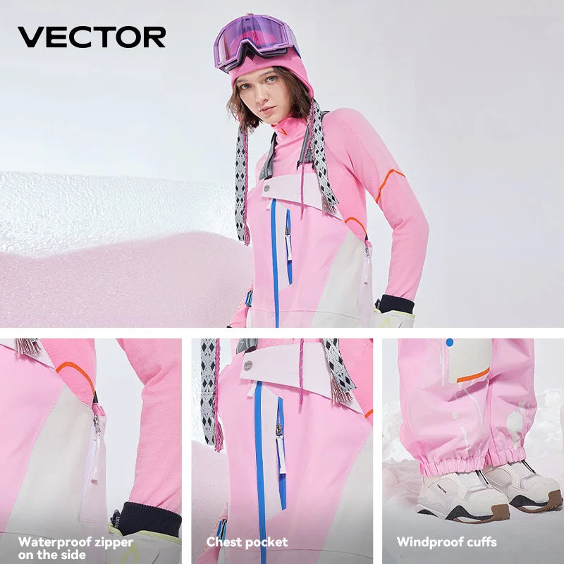 VECTOR Men and Women 3L Ski Pant Windproof and Waterproof Solona Fabric Outdoor Skiing Other Autumn Winter Outdoor Activitie