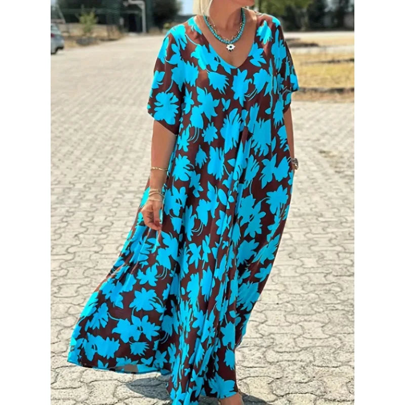 Plus Size Dresses Women Loose Comfortable Leaf Print Pattern Frocks 4XL 5XL Summer Beach Travel Home Essential Casual Clothing dress