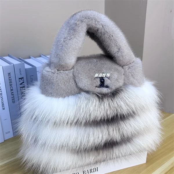 Pure Imported Mink Y2K Fashion Desgner Crossbody Bag Luxury Handbag ling Women's Bag Real Fur Sod Bag Mink Bag Mobile