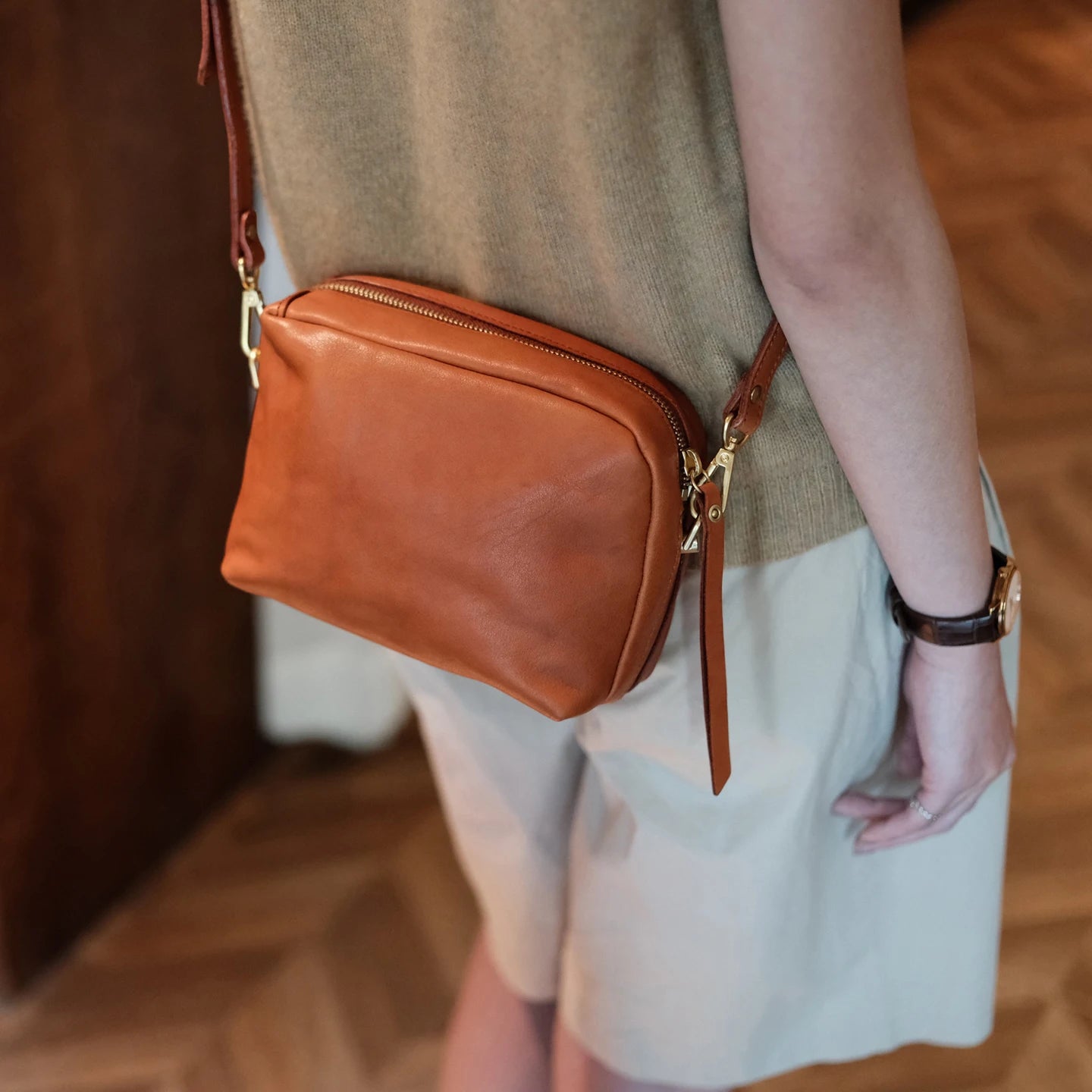 outdoor weekend travel handmade genuine leather ladies' small shoulder bag simple casual real cow leather women's crossbody bag