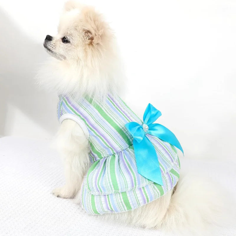 2 Pack Dog Dresses, Puppy Princess Dresses with Sweet Bowknot, Cute Dog Clothes for Small Dogs Girl for Spring Summer (Pink Purp dog toy