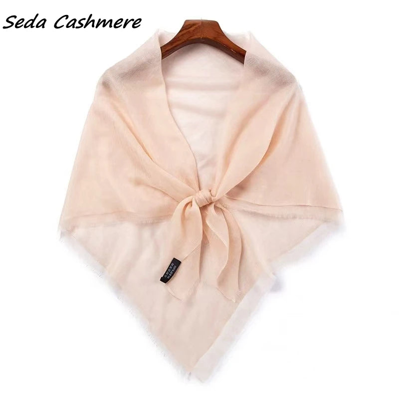 100%Cashmere Scarf Women Ladies Luxury brand Thin Summer Winter Ring Cashmere Square Shawl Soft 100-100cm 1M
