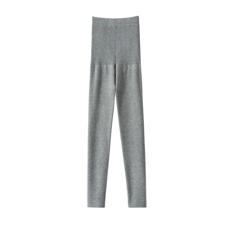 MEETCC Autumn Winter Women 100% Cashmere Legging High Waist Strech Slim Pants Autumn Winter Thick Warm Leggings Skinny Pant