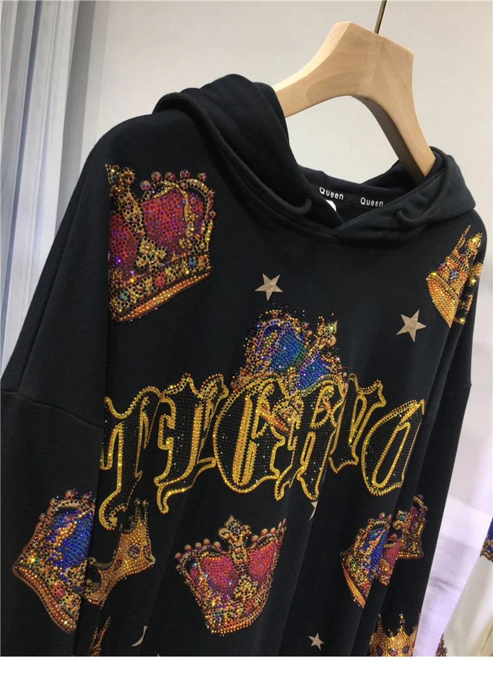 Spring Autumn Pullovers New Fashion Vintage Crown Luxury hooded Loose Top Plus Size Big Size Casual sweater
