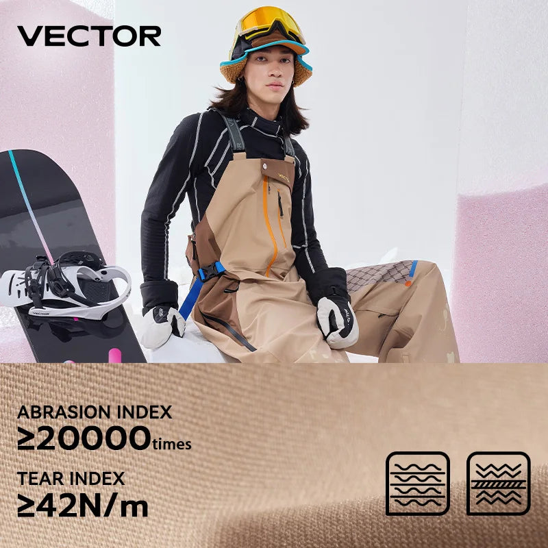 VECTOR Men and Women 3L Ski Pant Windproof and Waterproof Solona Fabric Outdoor Skiing Other Autumn Winter Outdoor Activitie