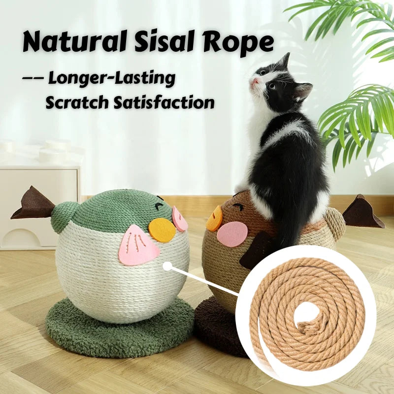 Pufferfish Scratching Ball Cat Toy – Self-Play Textured Surface with Grippy Fibers Solo Entertainment Pet Interactive Cat toy