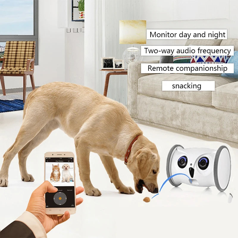 BOOTEELY Upgraded Automatic Smart Pet Toy Interactive Owl Robot Wifi With1080p Hd Video Camera Cat Dog Pet Supplies