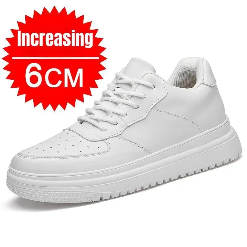 Manufacturer PDEP New Height Increasing Shoes for Men 10cm Invisible Elevator Sneakers White Leathe Sport Zapatillas De Hombre Big Size 46 Sneakers