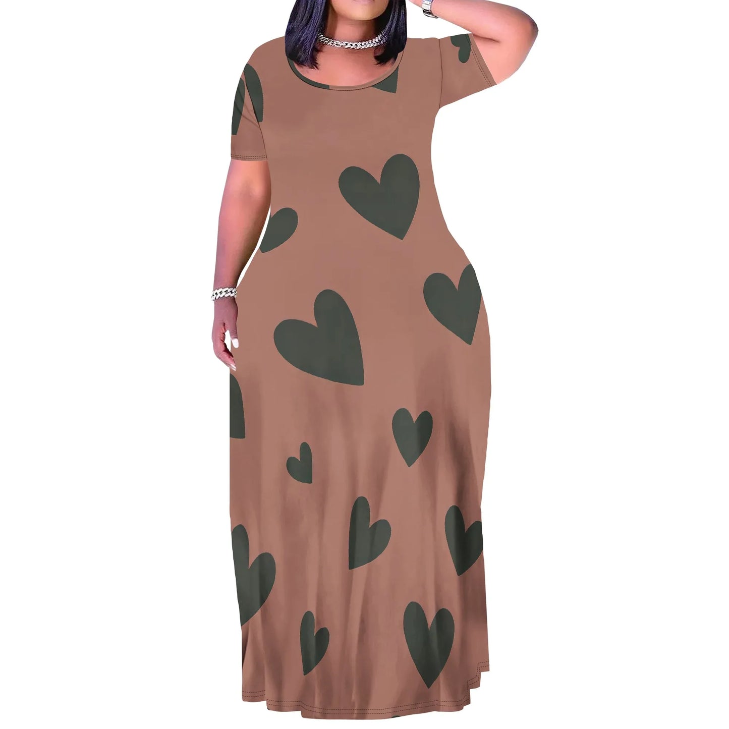 Summer Women's Casual Fashion Printed Boho Sleeveless Plus Size Loose Long Sexy Maxi Flutter Dress with Pockets
