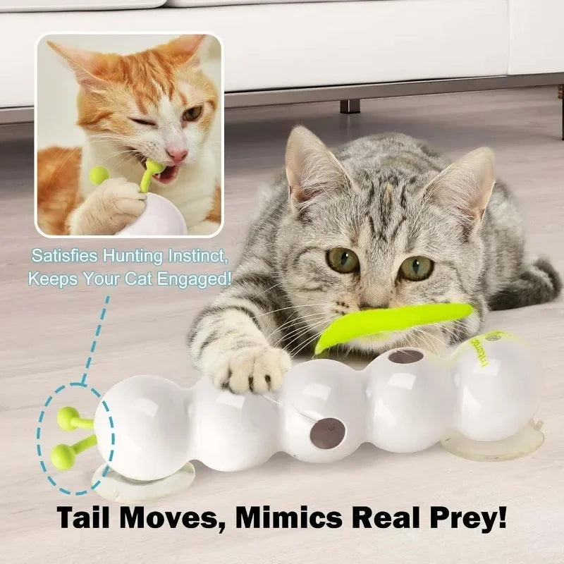 Smart Cat Toy Auto Emerging Tailed Worm Motion Activated Interactive Teaser Game with 3 Play Modes for All Age Cats Cat toy