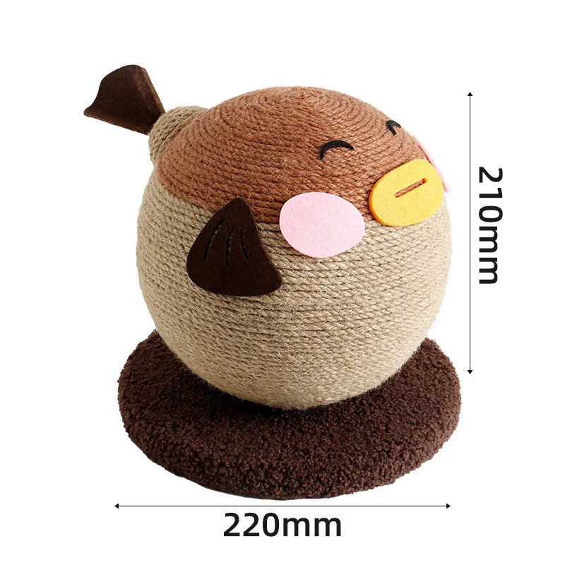 Pufferfish Scratching Ball Cat Toy – Self-Play Textured Surface with Grippy Fibers Solo Entertainment Pet Interactive Cat toy