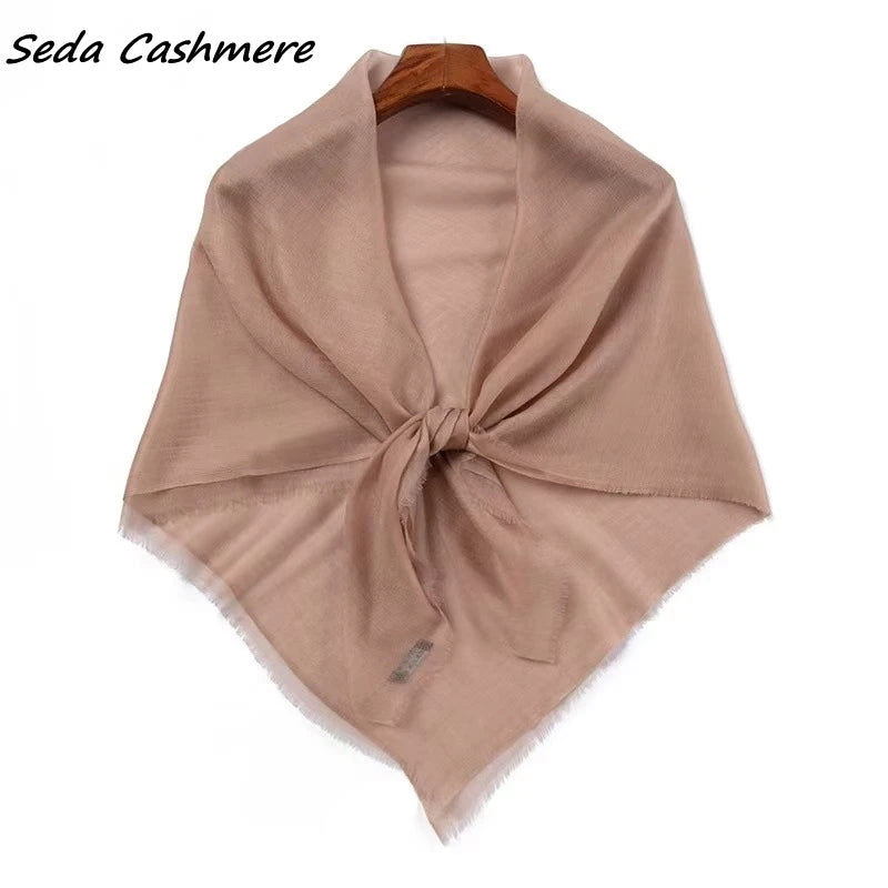100%Cashmere Scarf Women Ladies Luxury brand Thin Summer Winter Ring Cashmere Square Shawl Soft 100-100cm 1M