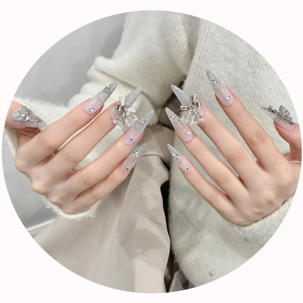 5sets 10Pcs/set Handmade 3D Butterfly Coffin Fake Nails Art Long Detachable Wearing Press on Nails False Nail Bulk Wholesale OEM