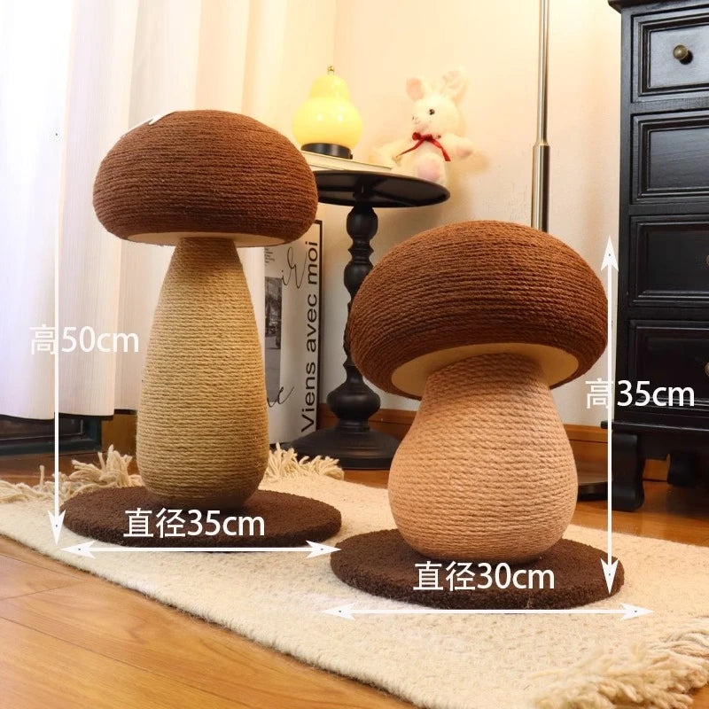 Cat scratcher rolling chassis mushroom cat tree tower Toys for pets wooden Accessories for pets red Creative ornaments modern cat toy