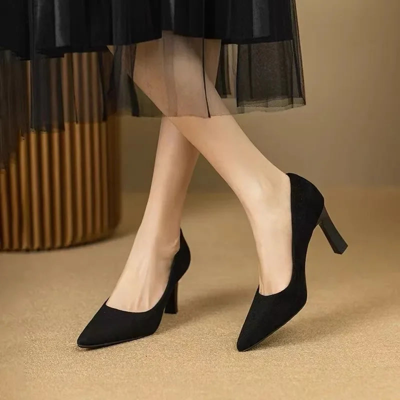 New In Black Special Head Spiral Pattern Fashion Women's Shoes Pointed Fine Heel Wedding High Heels Banquet Nightclub with pumps Shoes