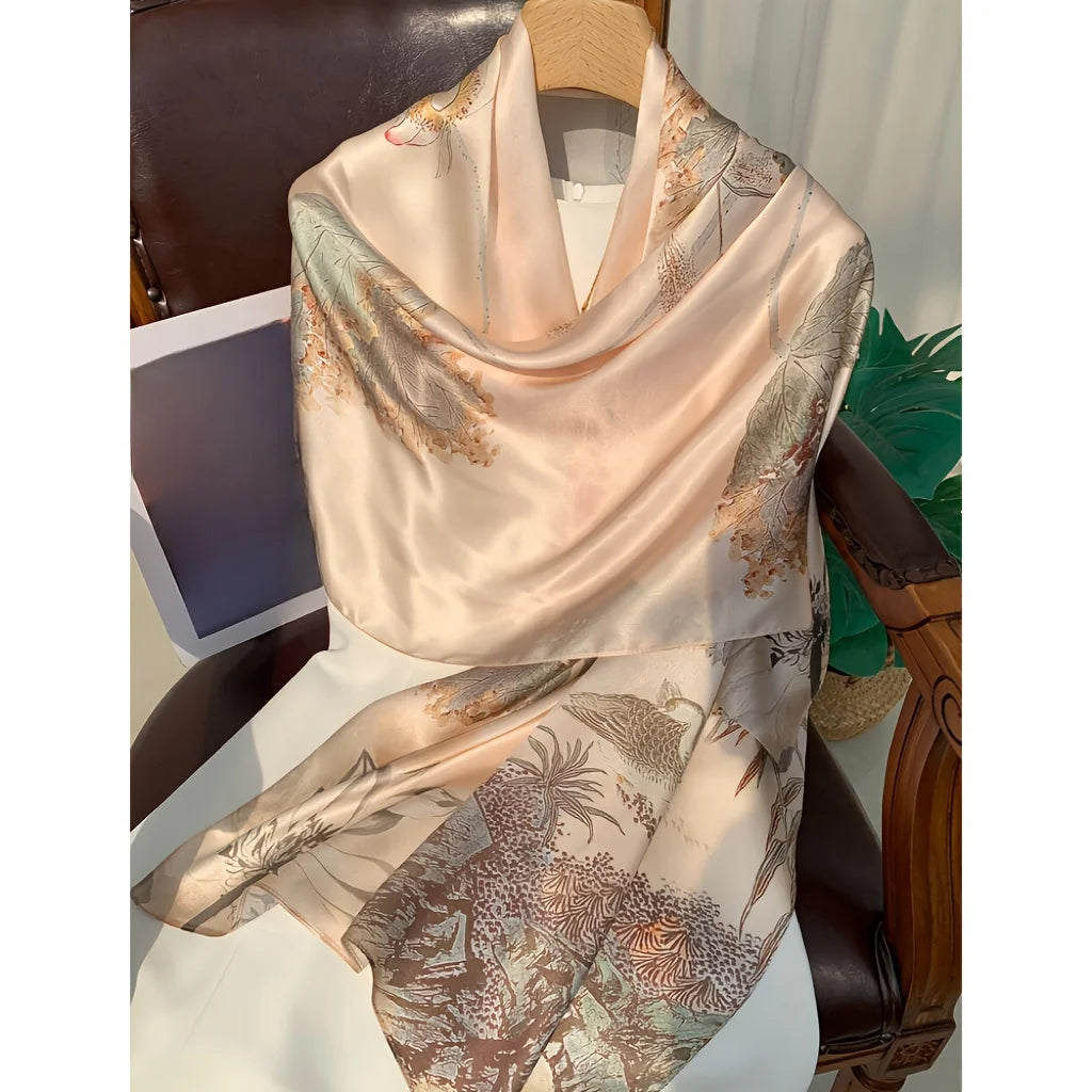 New Silk Scarf Mulberry Silkworm Shawl Women's Day Mother's Gift for Elders Mother's Day 100% Real Silk Satin Size: