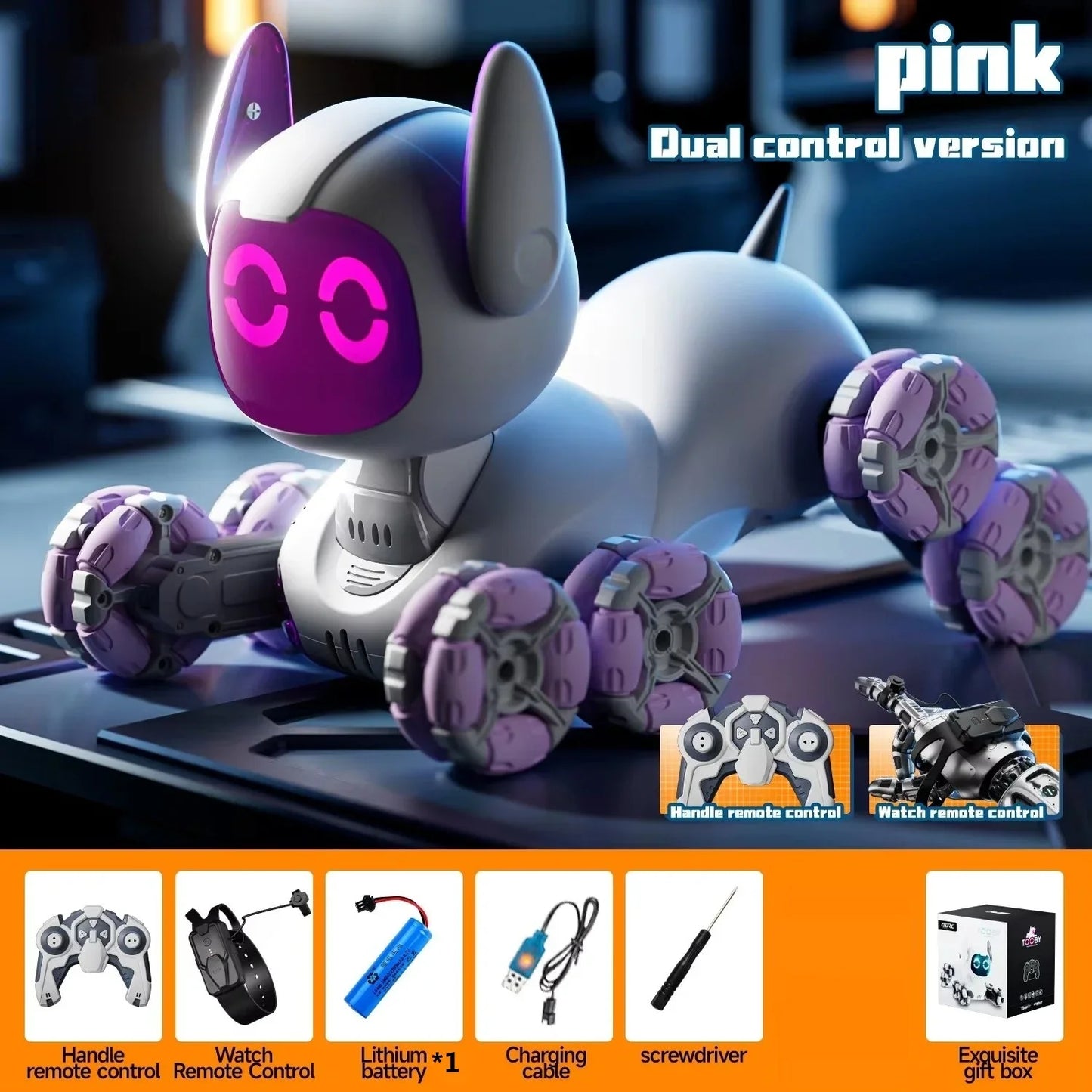 4WD Dual Mode Drift Racing RC Robot Dog Toys 360° Eight Wheel Stunt Gesture Sensing Lighting Music Remote Control Robot Dog Toys