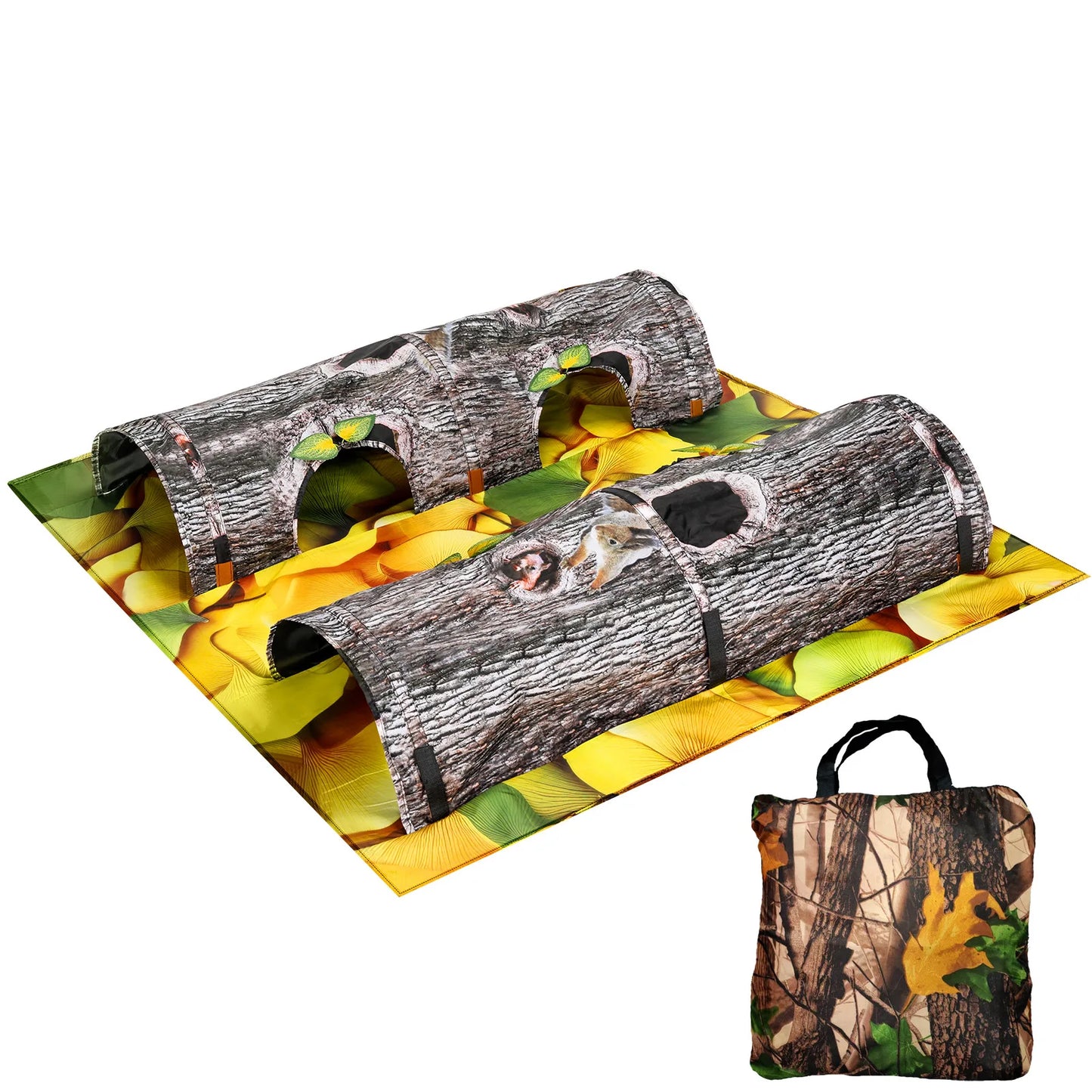 Tree Hole Cat Tunnel Pet Toys Foldable Cat Channel, Tree Grain Tunnel Self-Service Toys