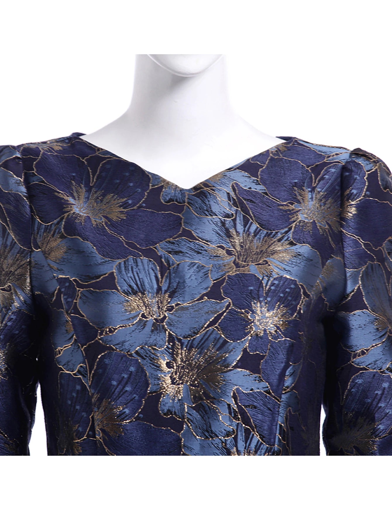Elegant Women Long Maxi Evening Dress Floral Jacquard Fall V Neck Lady Autumn Winter Party Fashion Formal Vestidos