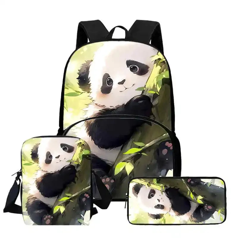 Child School Backpack with Front Pocket,Shoulder Bags,Pencil Bags for Aged 5-10,Cartoon panda School Bags for Boys Girls