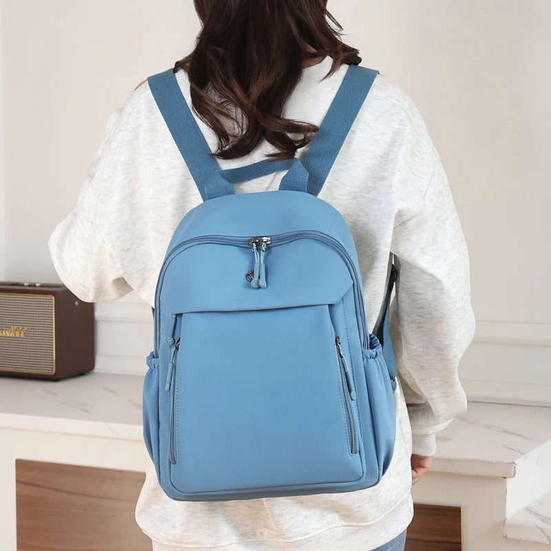 Casual Backpack Women Waterproof Nylon Back Pack Large Capacity Student Daypack Simple Schoolbag for Girls Ladies Travel Bag