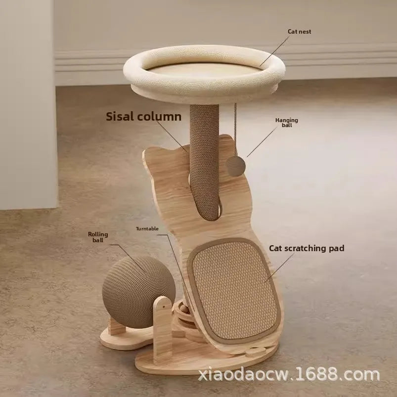 Sisal cat scratch-board, cat climbing frame, cat bed integrated, wear-resistant, small household hemp ball turntable toy cat toy