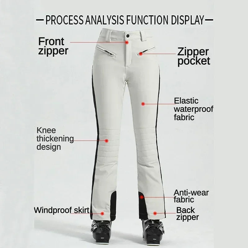 Female Slim Skiing Pants Outdoor Warm Waterproof Snow Clothes Women High Elasticity Ski Trousers Winter Alpine Sport Pant