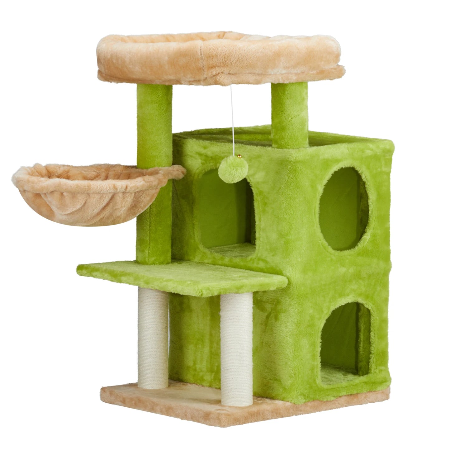 33 inch Cat Tree Cat Tower for Indoor Cats, Cat Activity Center Play House with Large Padded Perch, Hammock, 2-Tiered Condo, Scr cat toy