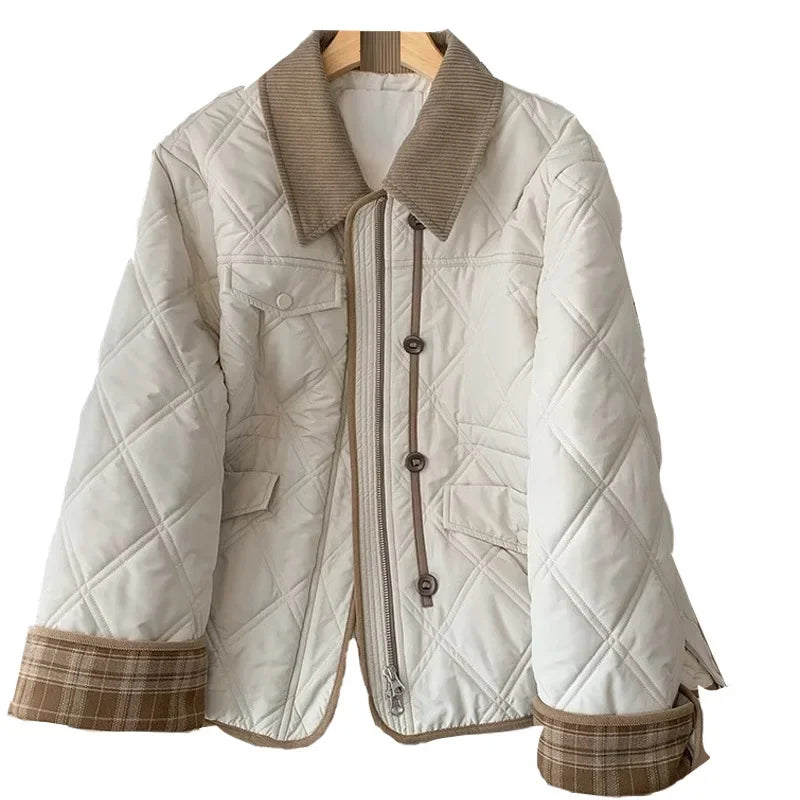 Plus Size Women's Thickened Cotton Jacket Collared Loose Fit Autumn Outerwear Fashionable plus Size Clothing Female Coat