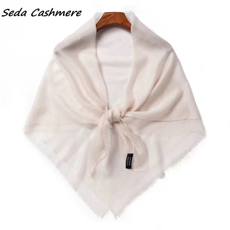 100%Cashmere Scarf Women Ladies Luxury brand Thin Summer Winter Ring Cashmere Square Shawl Soft 100-100cm 1M