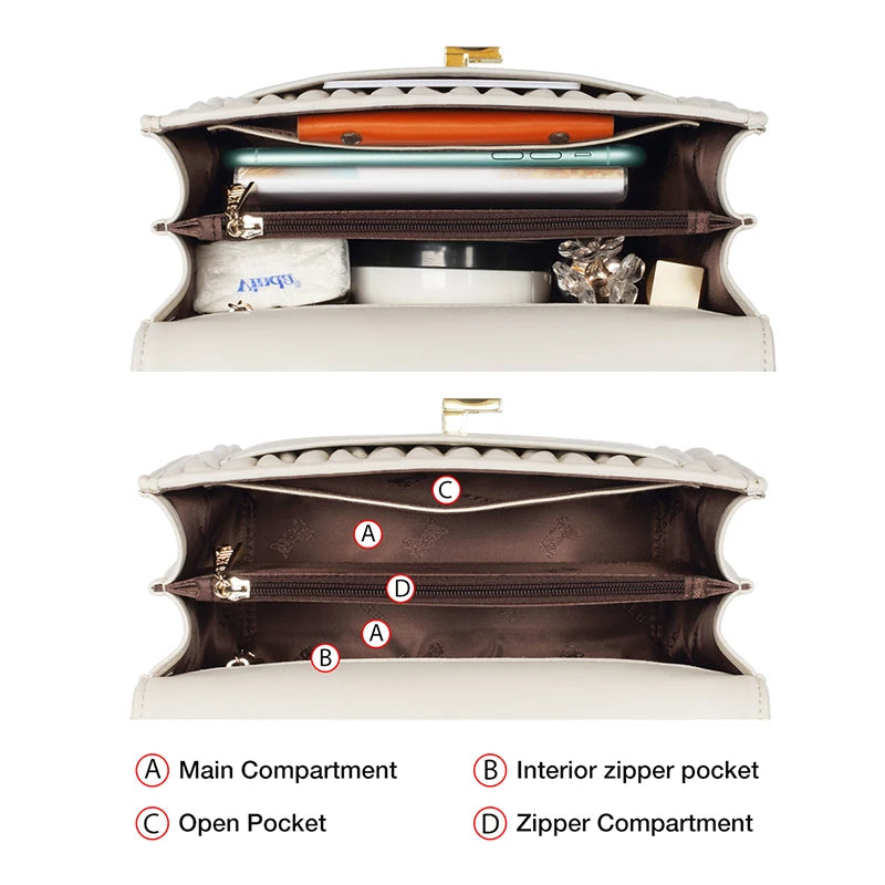 FOXER Cowhide Shoulder Bag High Quality Women Small Off White Underarm Bag Design Chain Flap Bag Stylish Lady Love Crossbody Bag