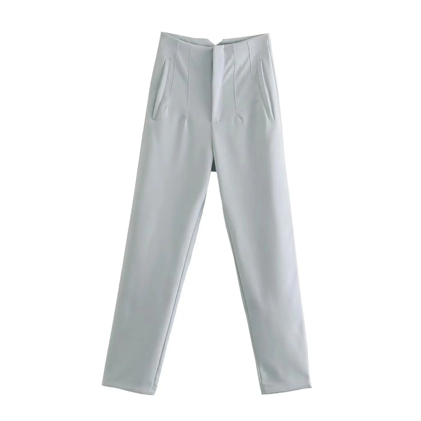 Willshela Women Fashion Straight Pants High Waist Front Zipper Trousers Vintage Full Length Female Chic Lady