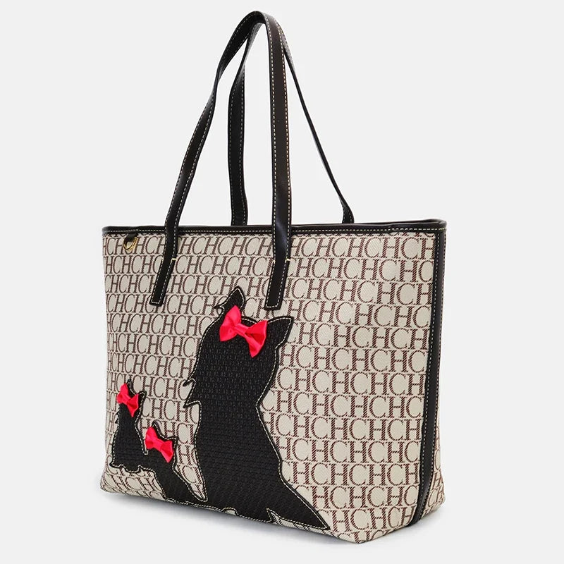 CH Letter Zipper Brand Fashion Elegant Large Capacity Ladies Shoulder Bag Knitting Pattern Design High Quality Ladies Handbag