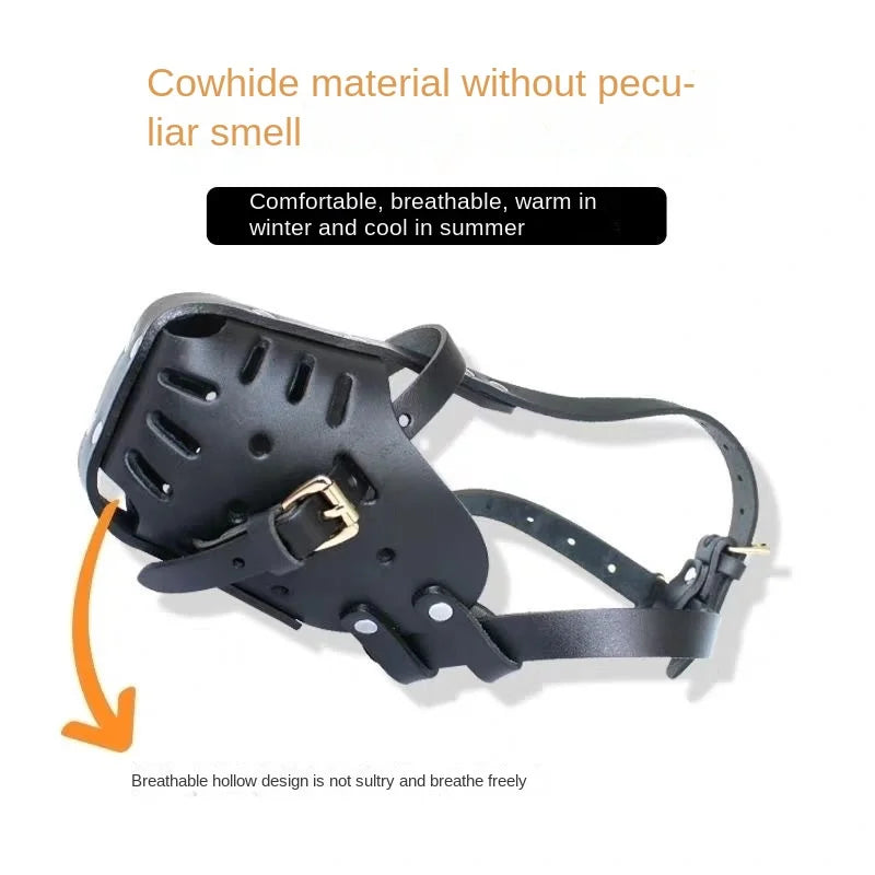 New Malinois German Shepherd Cowhide Cover Medium Large Mouth Cage Adjustable Breathable Dog Muzzles Bark Stopper dog toy